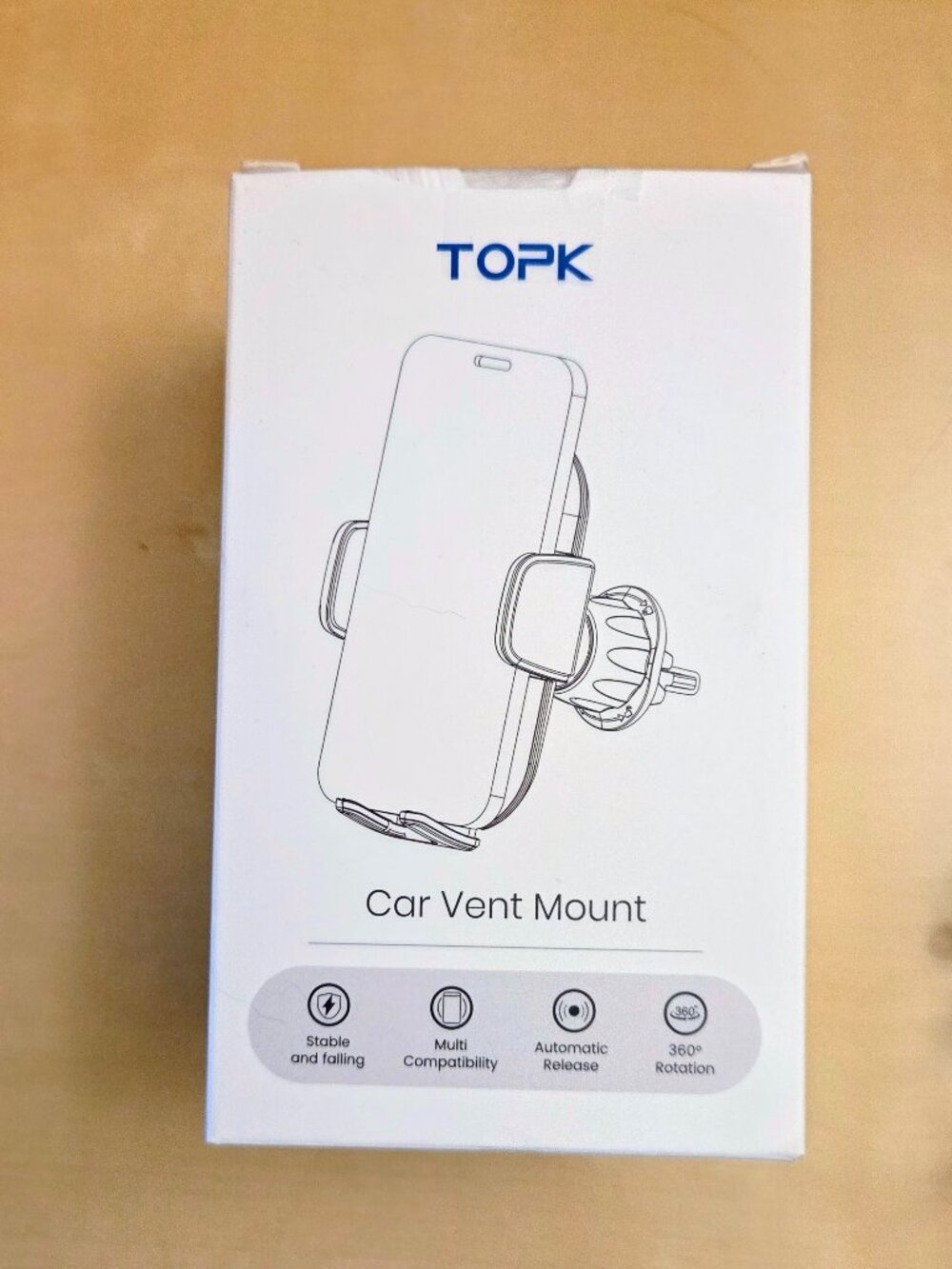 TOPK Brand Adjustable Air Vent Phone Car Holder Metal Hook Clip Car Mount Cradle